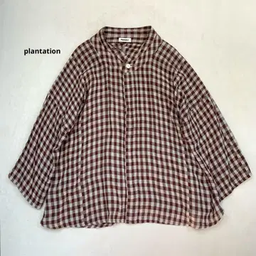 plantation 플랜테이션 깅엄 체크 셔츠 브라운 거즈