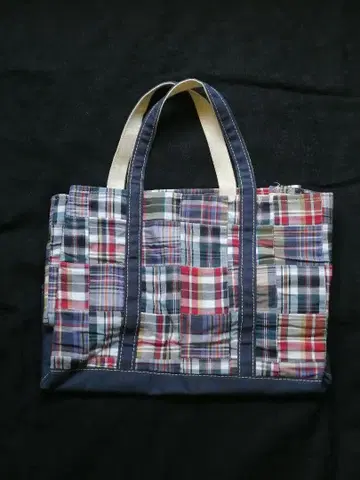 L.L. bean 마드라스 체크 패치워크 빈티지 토트백 새상품급