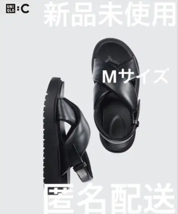 유니클로 크로스 스트랩 샌들 블랙 M 24cm 택 포함