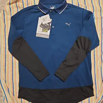 Puma 파랑 블랙 긴팔 폴로 셔츠