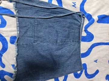 프린지 데님 랩 스커트