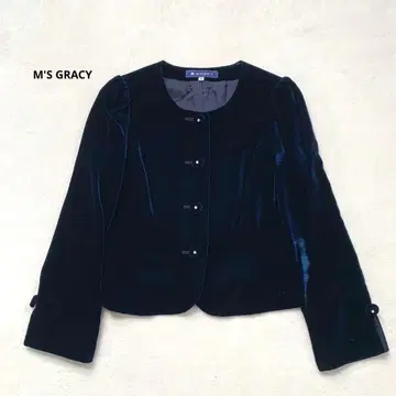 엠즈 그레이시 M'S GRACY 벨로아 벨벳 자켓 네이비
