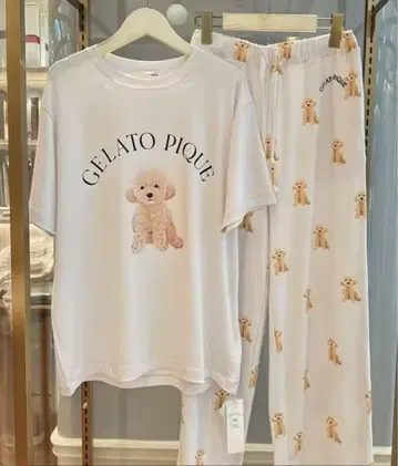 GELATO PIQUE 개 프린트 룸웨어 세트