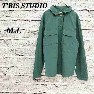 R5093 티비스 스튜디오 [M-L] 긴팔 풀오버 셔츠 면 그린