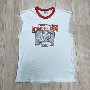 80s Hanes 슬리브리스 링거 Casper-Run 빈티지