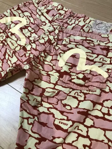 EVISU 에비수 이시가키 카모플라쥬 화이트 카모메 숏 팬츠 W32