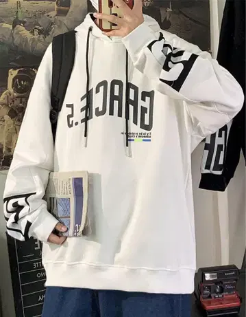 후드티 남성용 홈웨어 평상복 긴팔 화이트 M L XL 새상품 0i