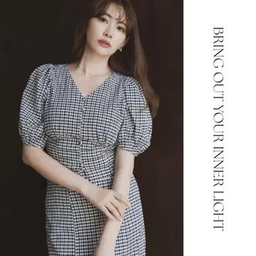 헤르립토 퍼프 소매 체크 세트