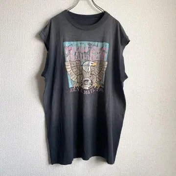 90s BIKER FEST 프린트 슬리브리스 티셔츠 블랙 오니 페이드