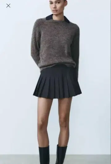 ZARA 플리츠 스커트 스커트 그레이
