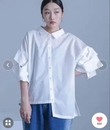 kOhAKU 디자인 슬리브 아지메 셔츠