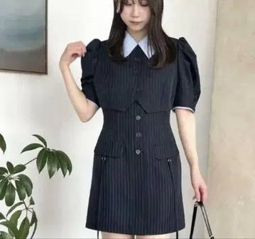 dazzlin 자켓 라이크 레이어드 미니 원피스 네이비
