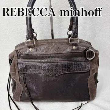 REBECCA minhoff 핸드백 브라운 악어 엠보싱 가죽