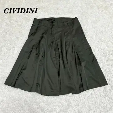 새상품급 CIVIDINI 플리츠 플레어 스커트 모스그린 40