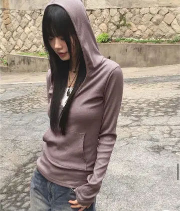 다크 퍼플 후드 후드티 한국 구제 의류 Y2K WONDER WONDER