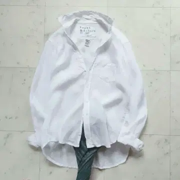 새상품급 프랭크&아이린 린넨 100% 긴팔 셔츠 겉옷 넉넉한 화이트