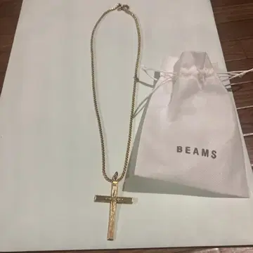 BEAMS 골드 크로스 목걸이