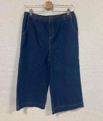 다크 블루 와이드 팬츠 허리밴딩