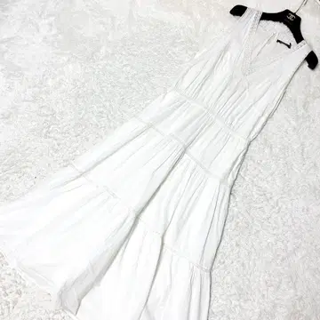 랄프 로렌 플레어 원피스 티어드 인도 면 레이스 맥시 길이 M
