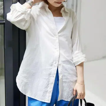 SLOBE IENA 24SS Li/C 레귤러 셔츠 화이트 프리 사이즈
