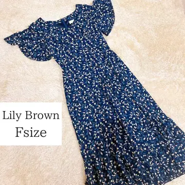 Lily Brown 꽃무늬 반팔 네이비 원피스 F 사이즈
