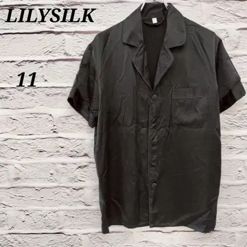 R5096 릴리 실크 [11] 반팔 파자마 룸웨어 실크 100% 블랙