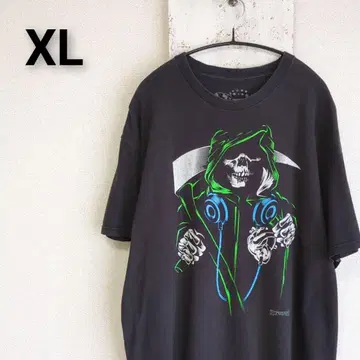 구제 의류 ZAPPAREL 자파렐 티셔츠 블랙 사신 아트 XL