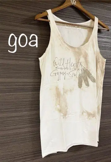 "레어" Natural Vintage goa 슬리브리스 티셔츠 아이보리