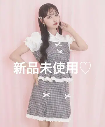 허니시나몬 코튼 레이스 배색 셋업 블랙