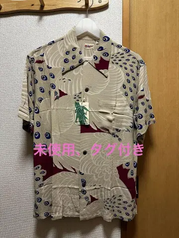 Sun Surf 선 서핑 일본풍 패턴 공작 알로하 셔츠 반팔 레이온