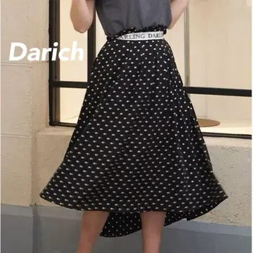 Darich (다리치) DARLING 로고 플레어 스커트 블랙