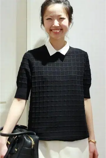 두지엠 클라세 격자 뜨개질 하이 게이지 니트