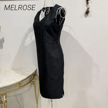 MELROSE 슬리브리스 원피스 블랙 라메 자수 광택