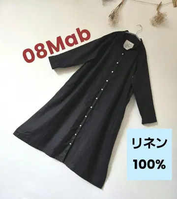 08Mab 08맵 린넨 100% 셔츠 원피스 슬릿 스탠드 카라