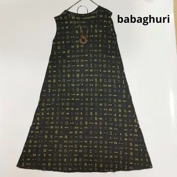 바바구리 면 자카드 카라 도트 롱 원피스 babaghuri