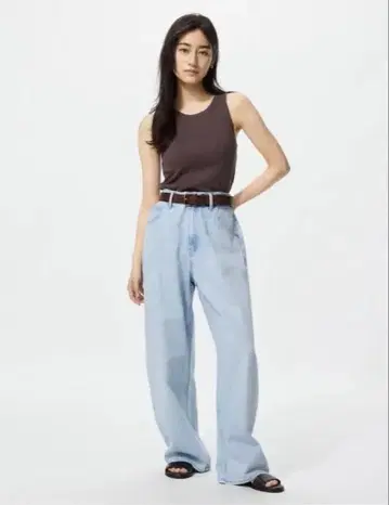 유니클로 배기 커브 청바지 62 블루 27