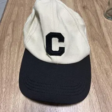 C 자수 캡 베이지와 블랙