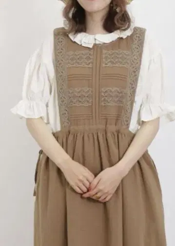 사만사 모스모스 레이스 원피스 내추럴 귀여운 에이프런