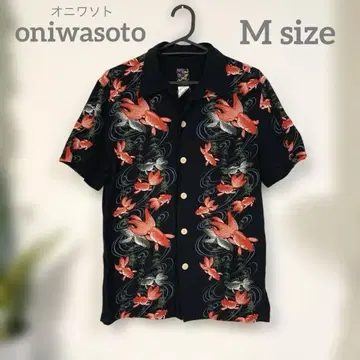 oniwasoto 남성용 알로하 셔츠 금붕어 Msize