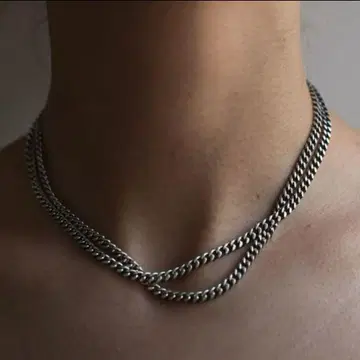 실버 체인 장목 목걸이
