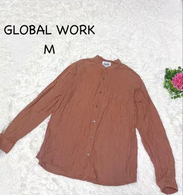 글로벌 워크 M 오렌지 드레스 셔츠 코튼 밴드 카라 스테디셀러