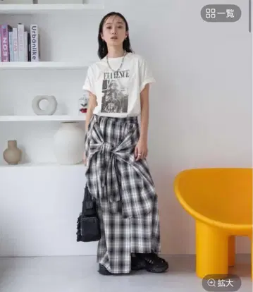 셔츠 같은 아지메 체크 롱 스커트 지나시스
