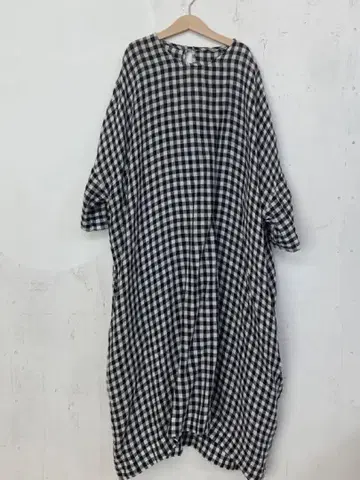 jujudhau 린넨 100% 박스 드레스 주주다우 깅엄 체크