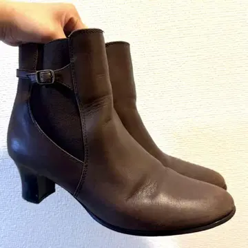 브라운 사이드 고어 부츠 힐 24cm