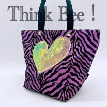 새상품급 Think Bee! 제브라 하트 스팽글 미니 토트백