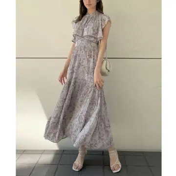 스나이델 플리츠 쉬폰 롱 원피스