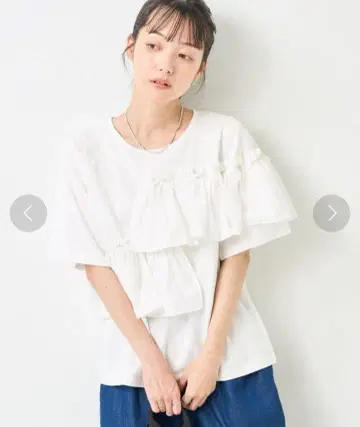 FREAK'S STORE 반팔 티셔츠 프릴 화이트
