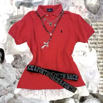 Ralph Lauren 반팔 빨간색 피케 셔츠 M 사이즈 y2k