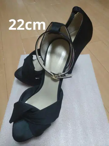 에스페란자 블랙 리본 오픈토 하이힐 22.0cm 캬바쿠라 일본제