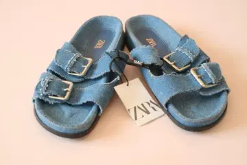 ZARA 데님 블루 더블 버클 샌들 25.5 미사용 새상품